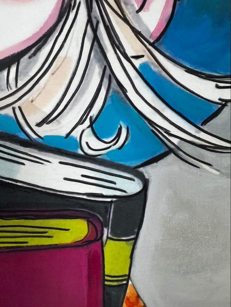 水森亜土/少女画/F10号/絵画/額縁/油彩画/肉筆/手書き