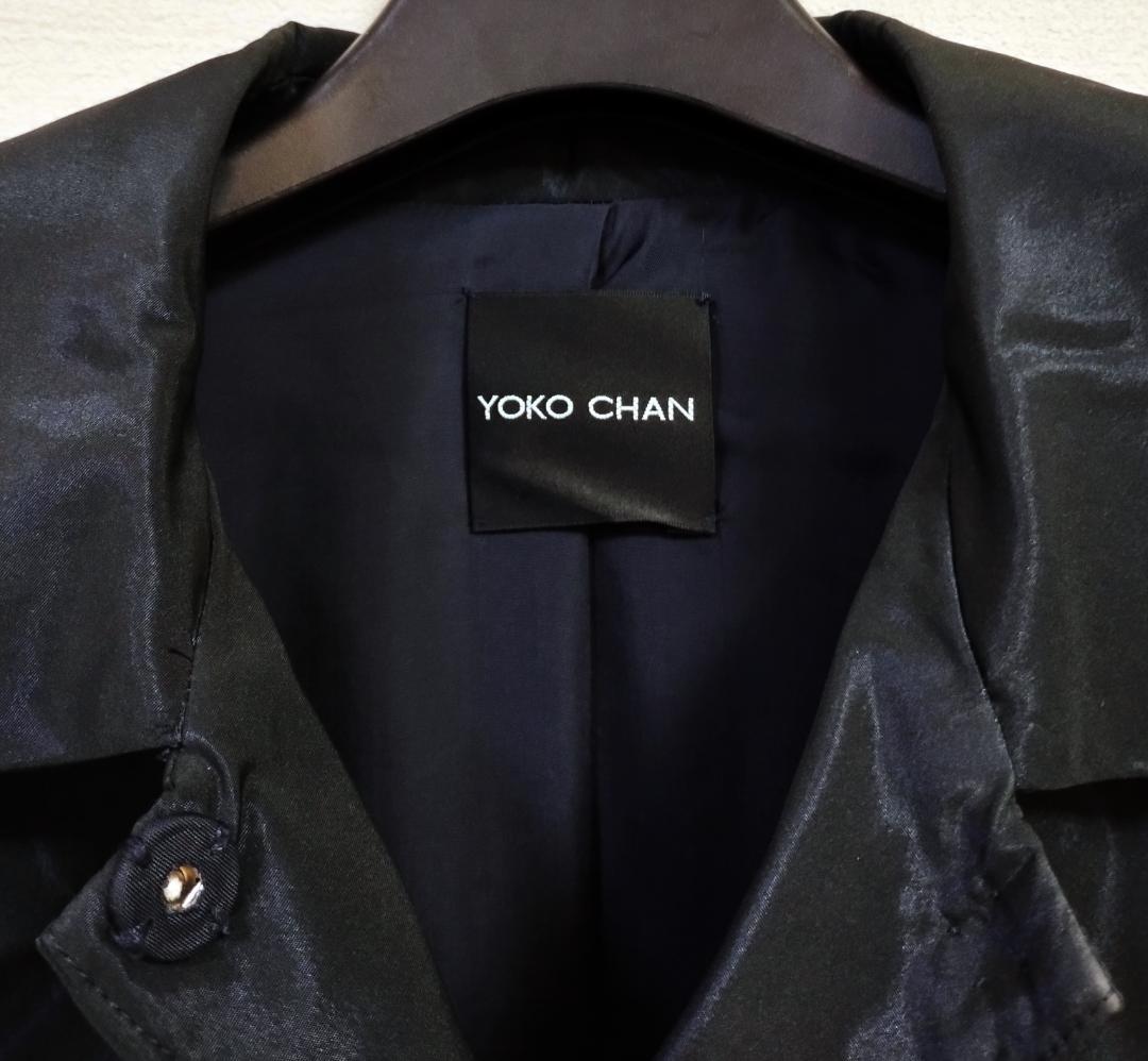 試着のみ 定価5.8万 YOKO CHAN 丸襟 ギャザー ステンカラーコート黒