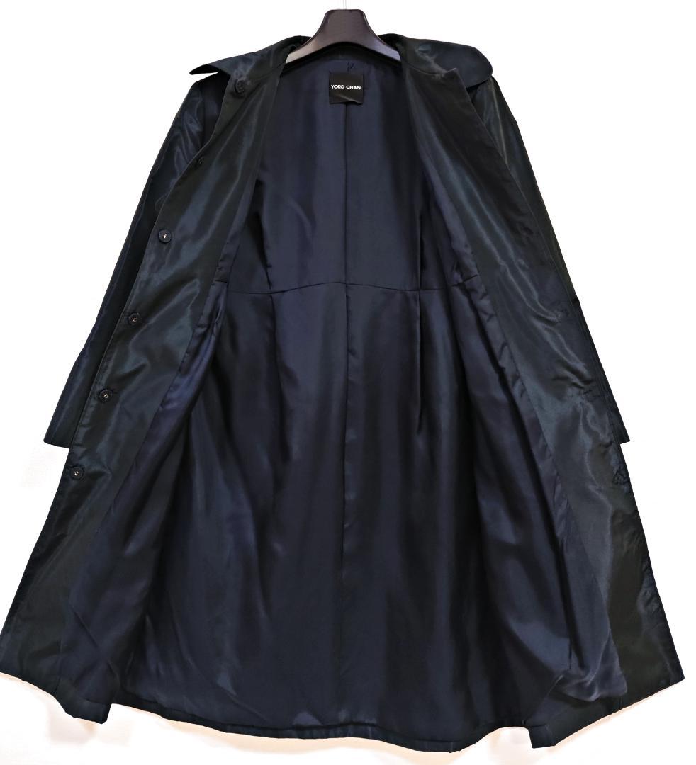 試着のみ 定価5.8万 YOKO CHAN 丸襟 ギャザー ステンカラーコート黒