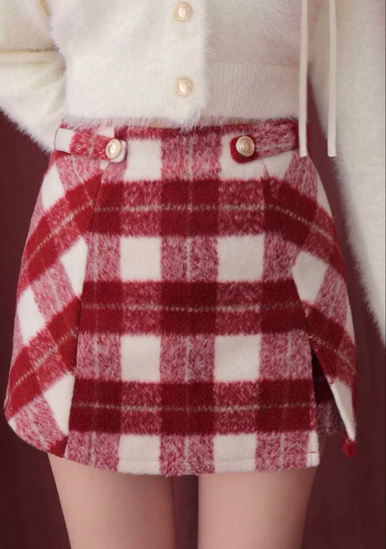 スカート M meeme Light shaggy check miniskirt