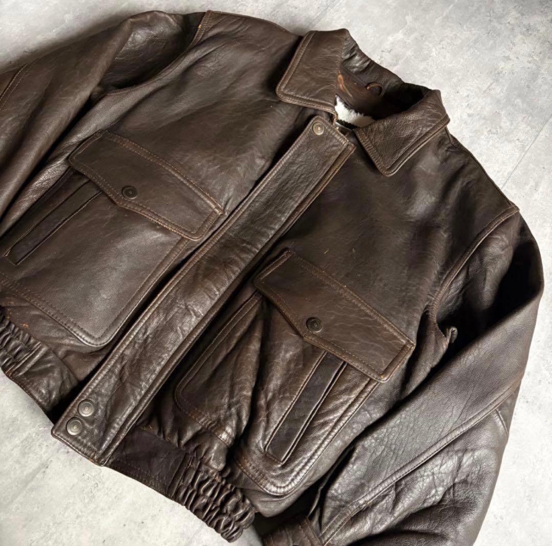 【90s vintage】A-2 フライトジャケット　ライナー　本革　短丈