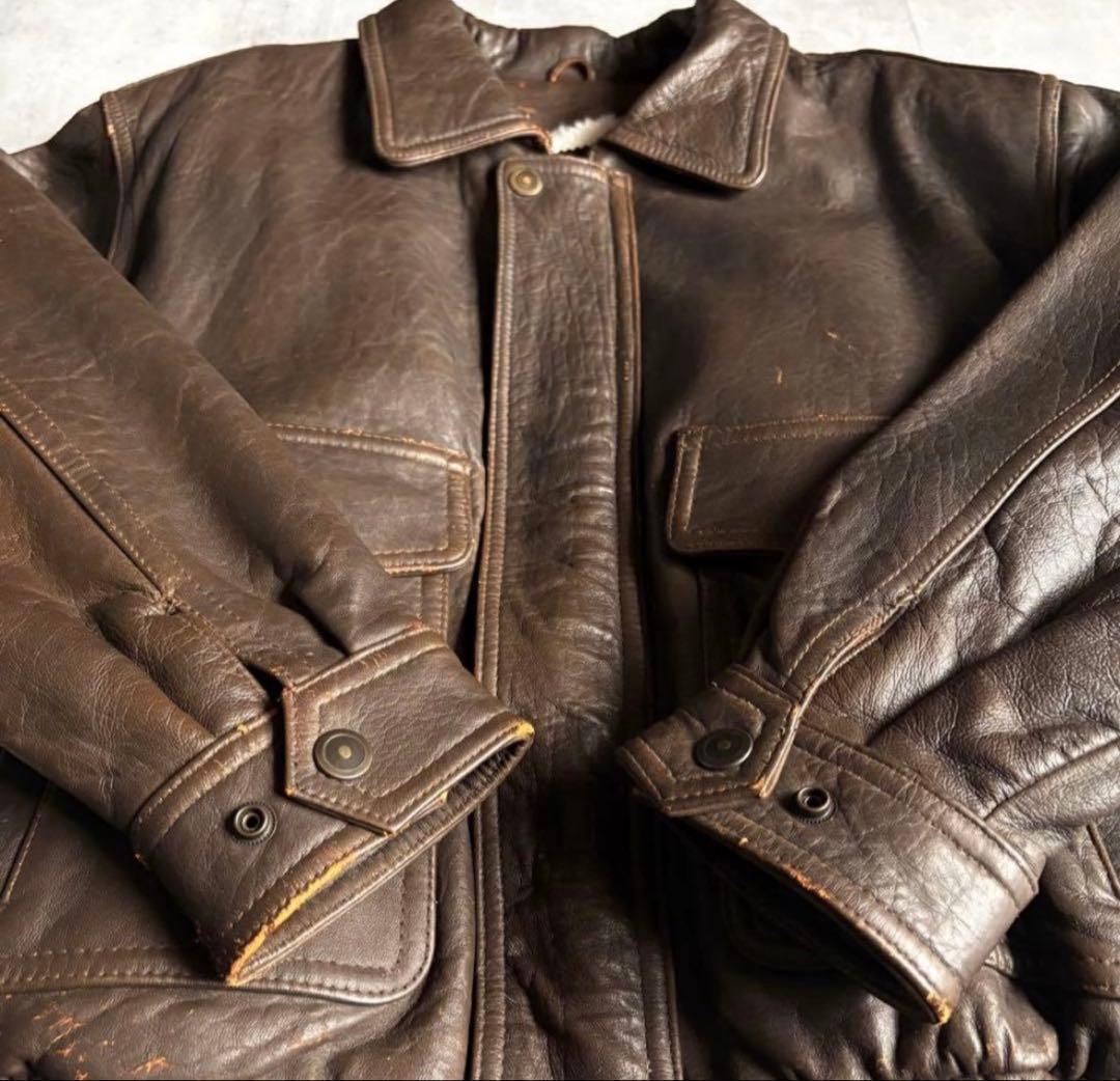 【90s vintage】A-2 フライトジャケット　ライナー　本革　短丈