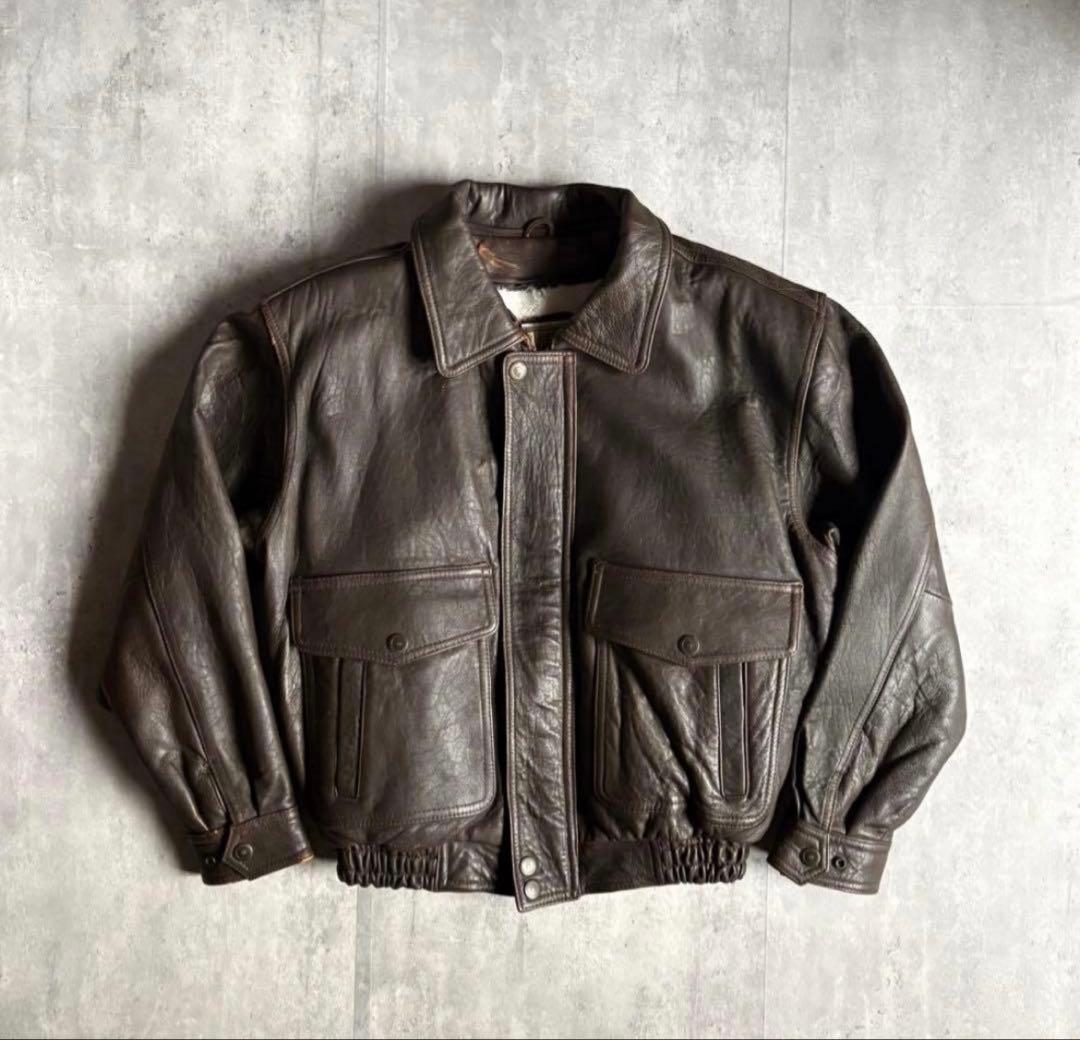 【90s vintage】A-2 フライトジャケット　ライナー　本革　短丈