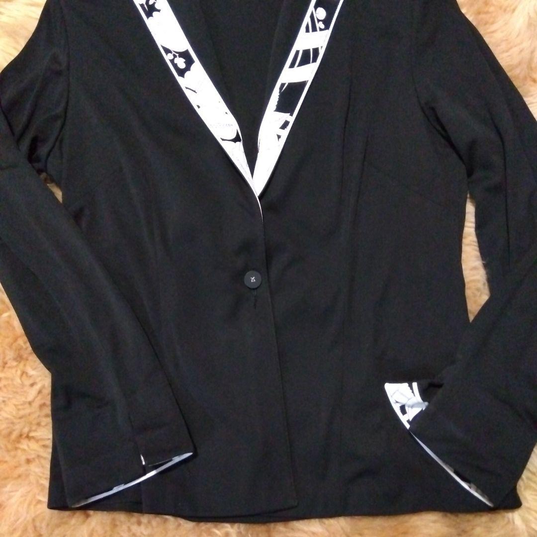 LEONARD テーラードジャケット ブラック/ホワイト　トリム