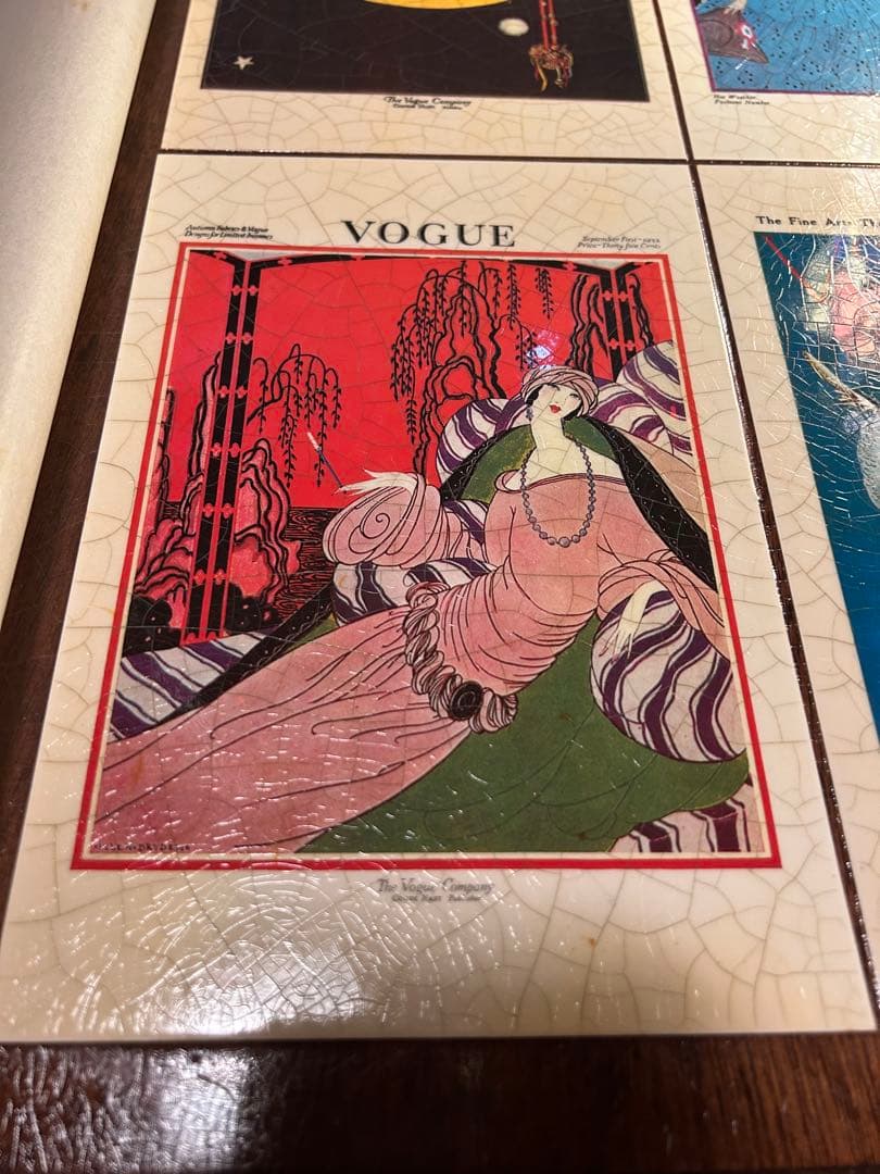 希少 ヴィンテージ VOGUE 木製 タイル アートデコ ポスター