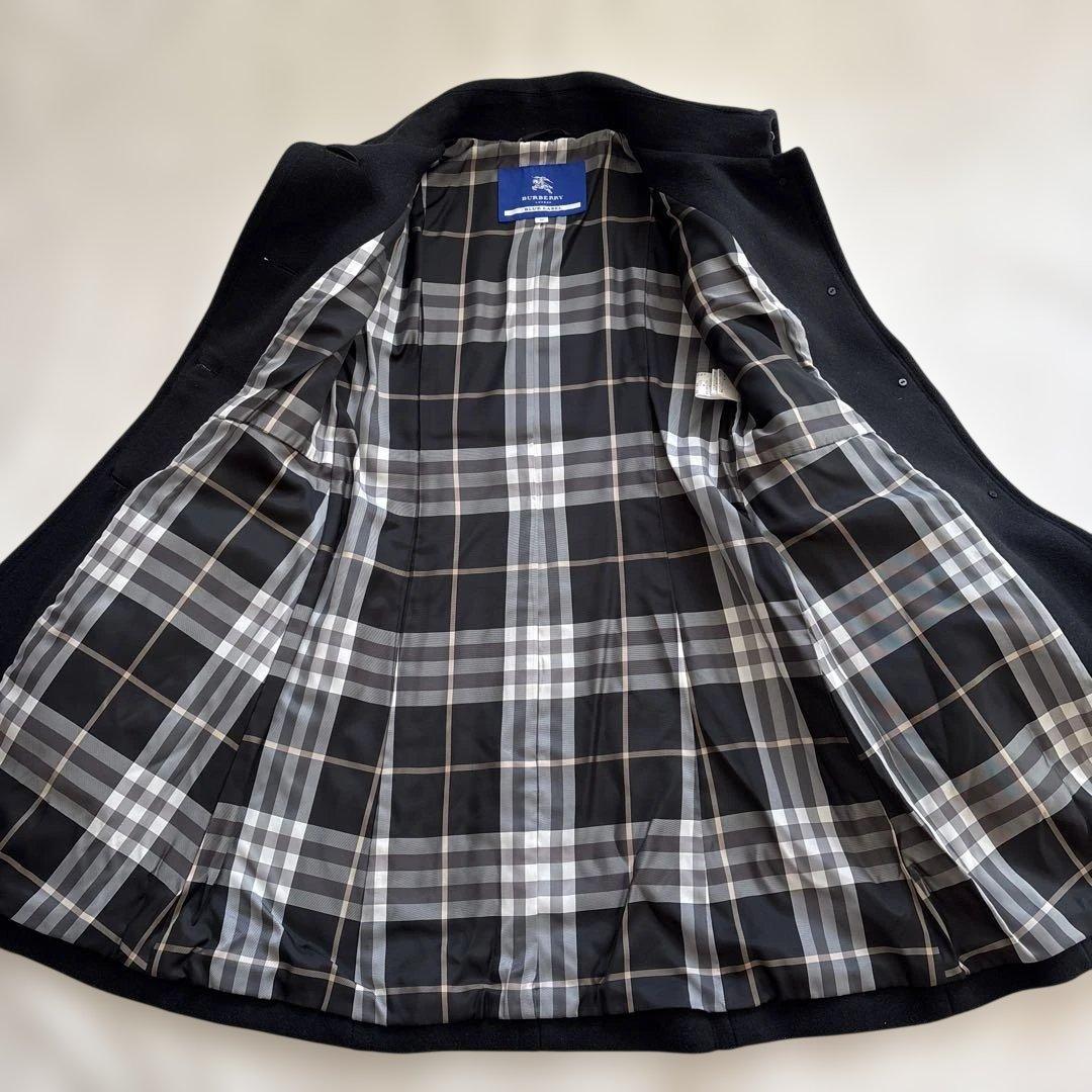 美品✨バーバリーブルーレーベル コート アンゴラ混　ノバチェック 38 黒
