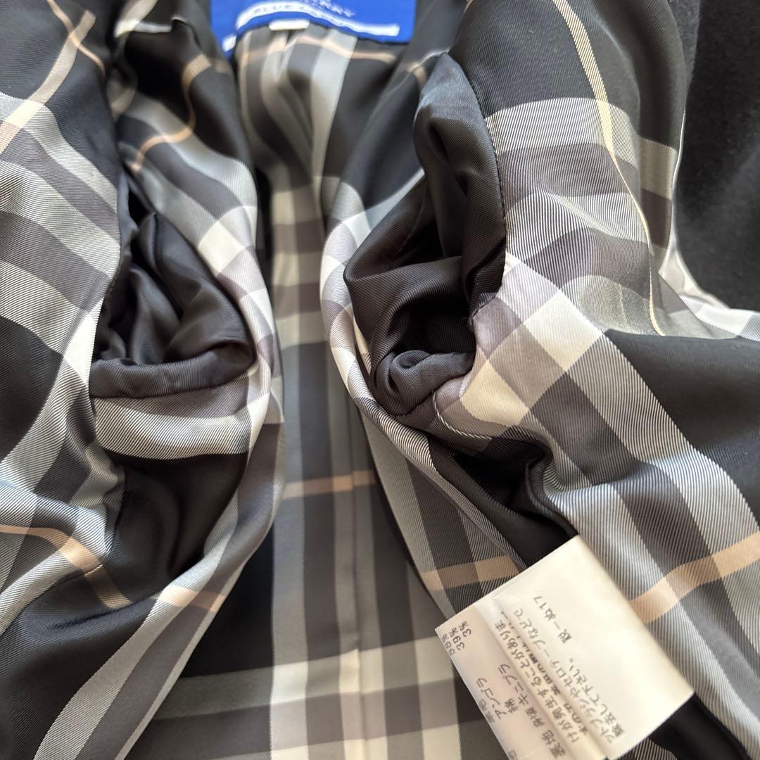 美品✨バーバリーブルーレーベル コート アンゴラ混　ノバチェック 38 黒