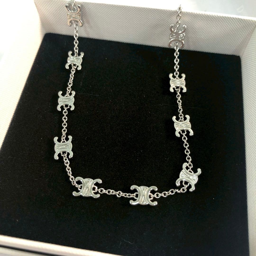 CELINE トリオンフ モチーフ チェーンネックレス シルバーカラー