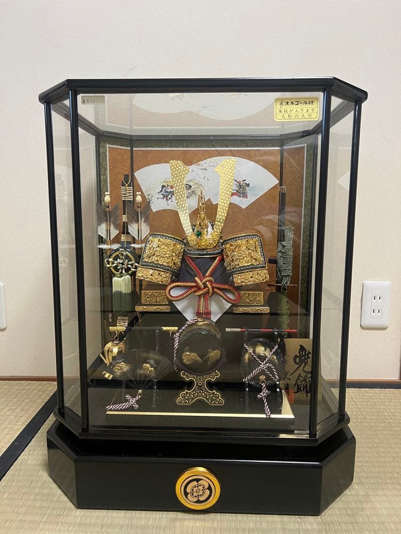 五月人形　兜　久月　オルゴール付き　ガラスケース　こどもの日