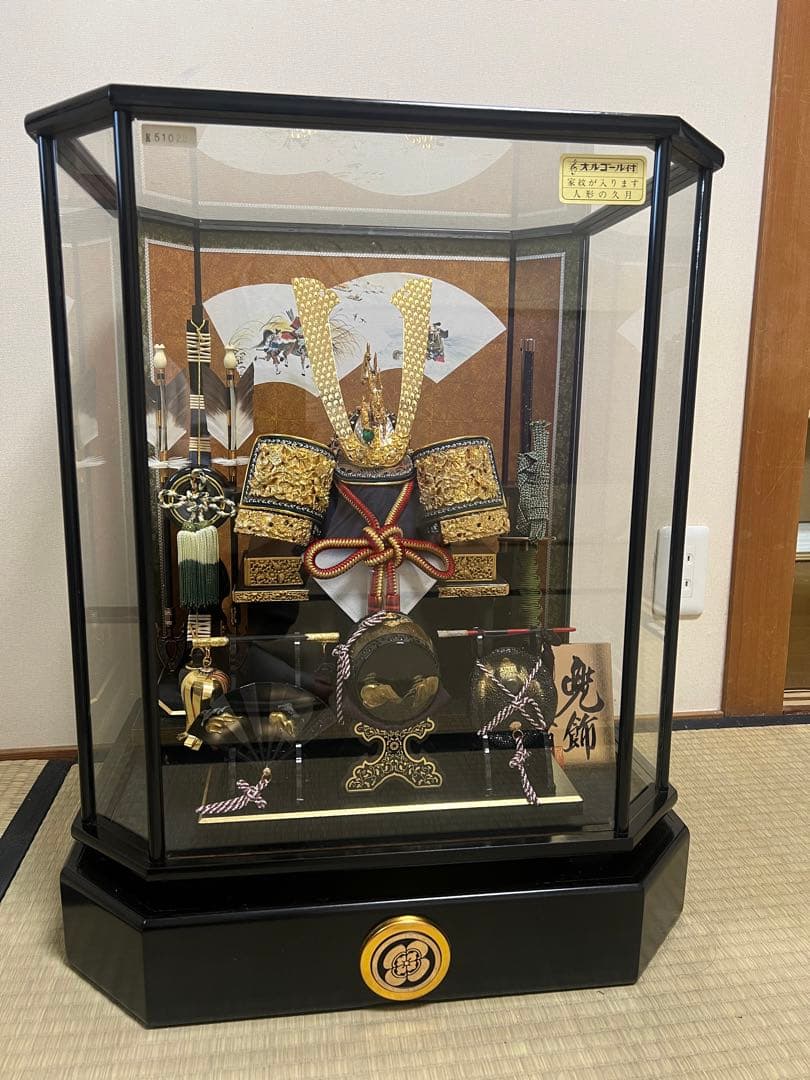 五月人形　兜　久月　オルゴール付き　ガラスケース　こどもの日