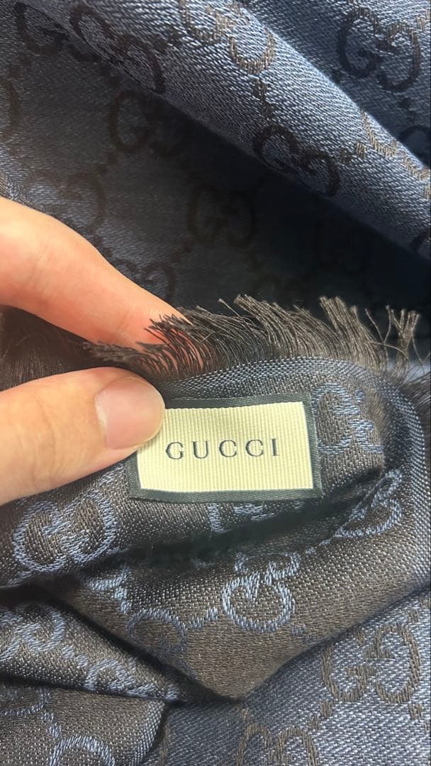 GUCCIダークブルー GG ウールショール
