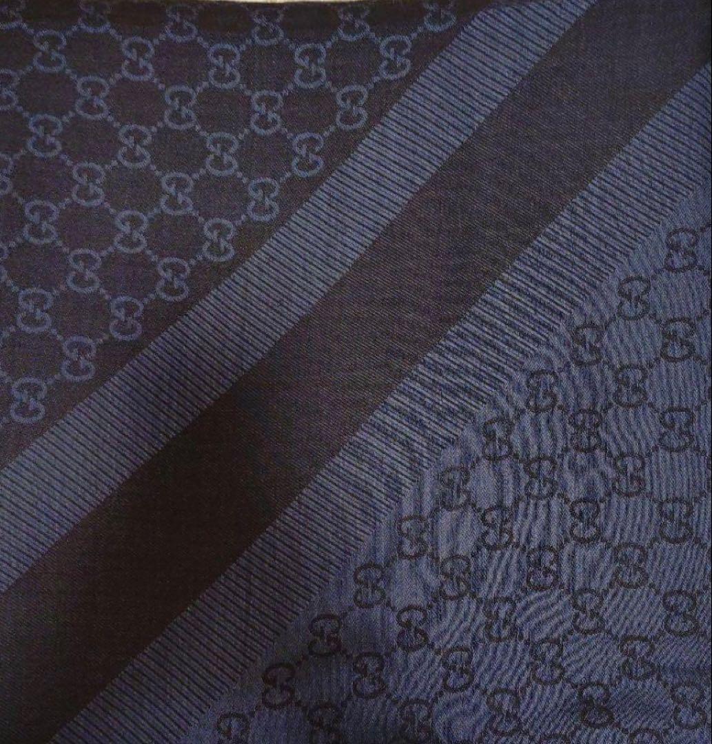GUCCIダークブルー GG ウールショール