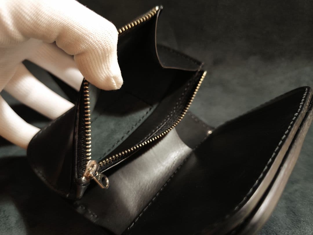 SALE！ミドルウォレット　ブラック　姫路レザー　オイルレザー　二つ折り財布