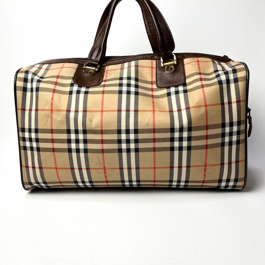 特大サイズ/鍵付き✨バーバリー ボストンバッグ ノバチェック ナイロン レザー