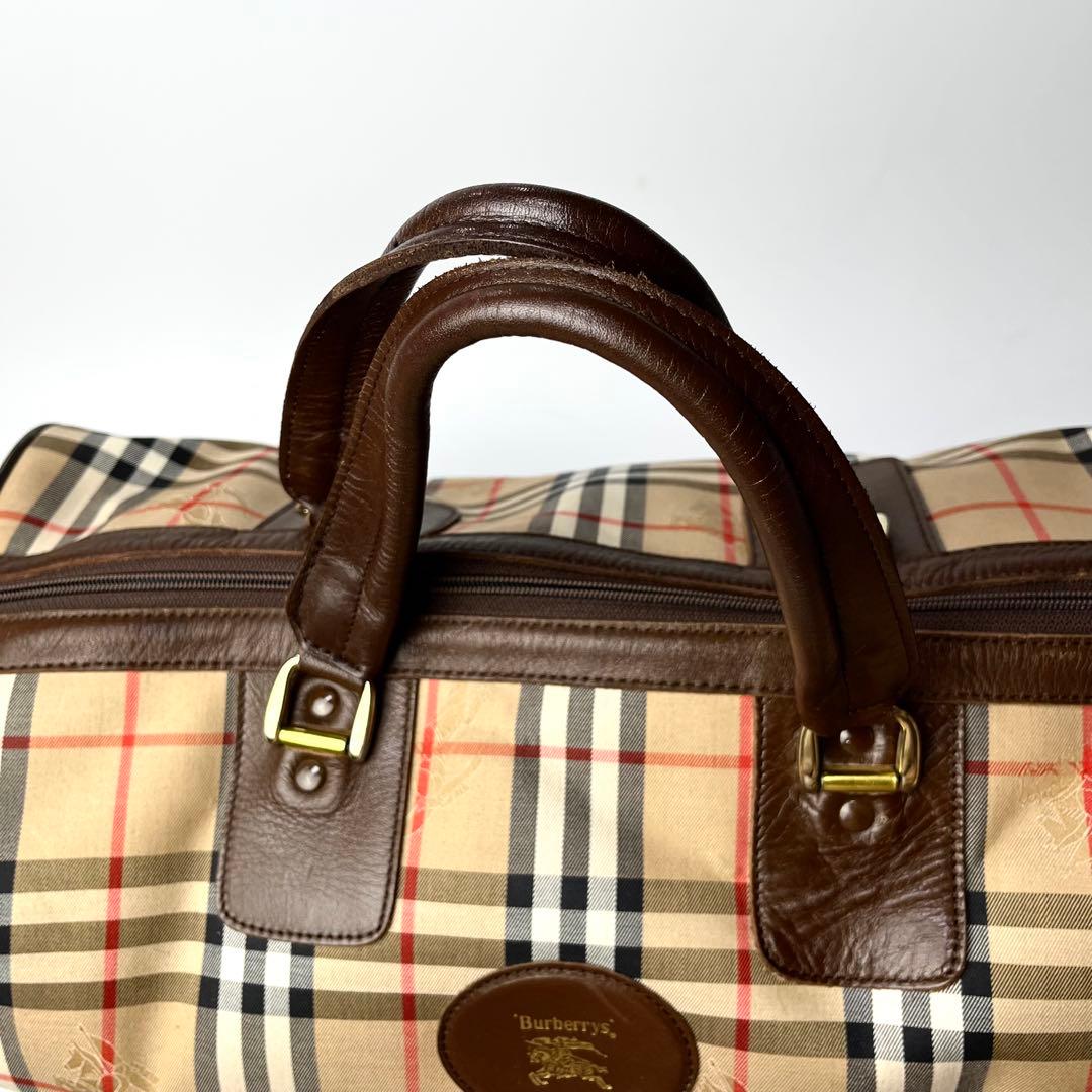 特大サイズ/鍵付き✨バーバリー ボストンバッグ ノバチェック ナイロン レザー