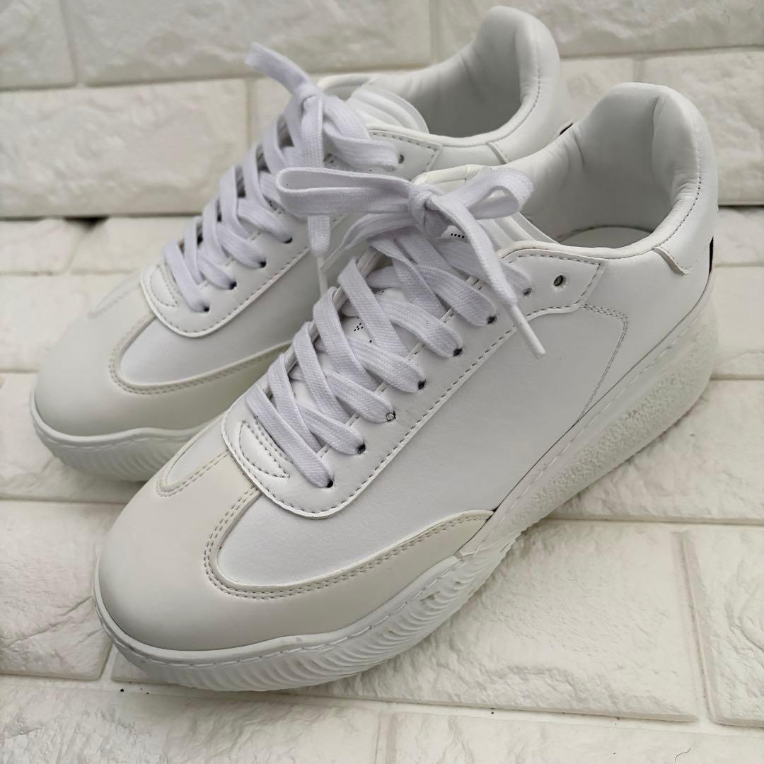 未使用級 ステラマッカートニー 厚底 スニーカー 白ストライプ 23cm