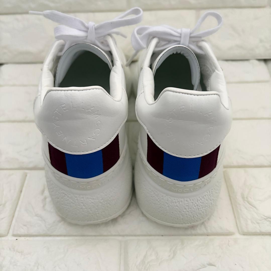 未使用級 ステラマッカートニー 厚底 スニーカー 白ストライプ 23cm