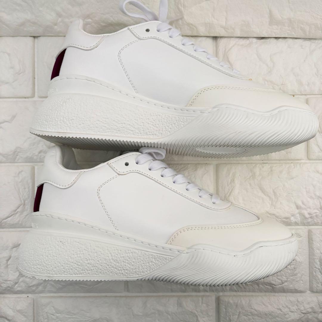 未使用級 ステラマッカートニー 厚底 スニーカー 白ストライプ 23cm