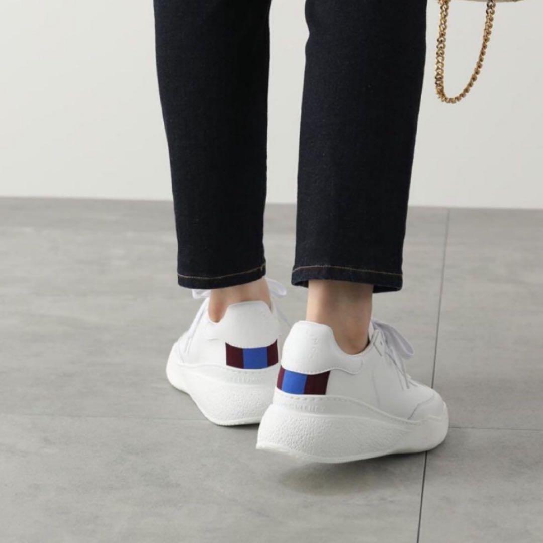 未使用級 ステラマッカートニー 厚底 スニーカー 白ストライプ 23cm