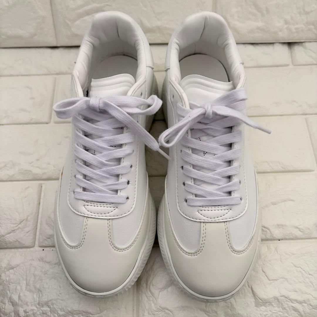 未使用級 ステラマッカートニー 厚底 スニーカー 白ストライプ 23cm