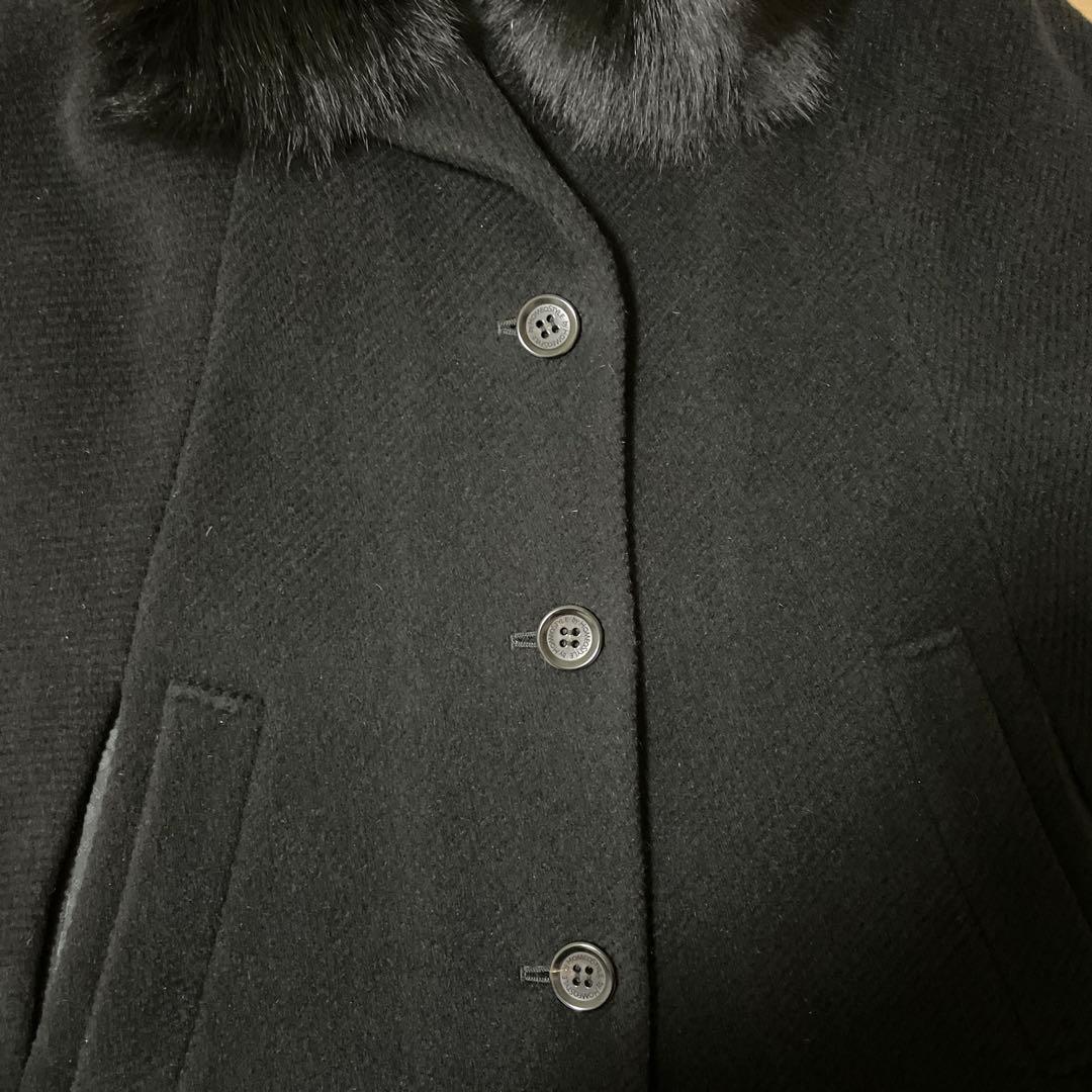 ホメオスタイル　ケープコート　ブルーフォックスファー　ポンチョ　ブラック