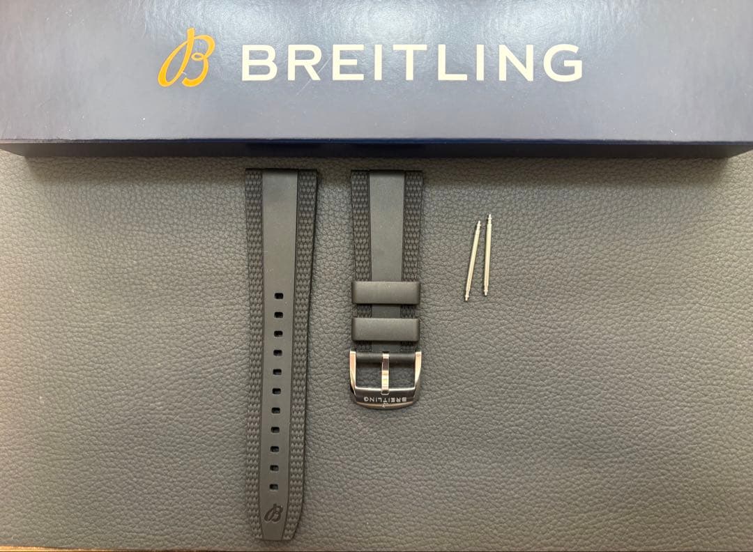 BREITLING 純正ラバーベルト 22㎜-18㎜　尾錠とバネ棒付