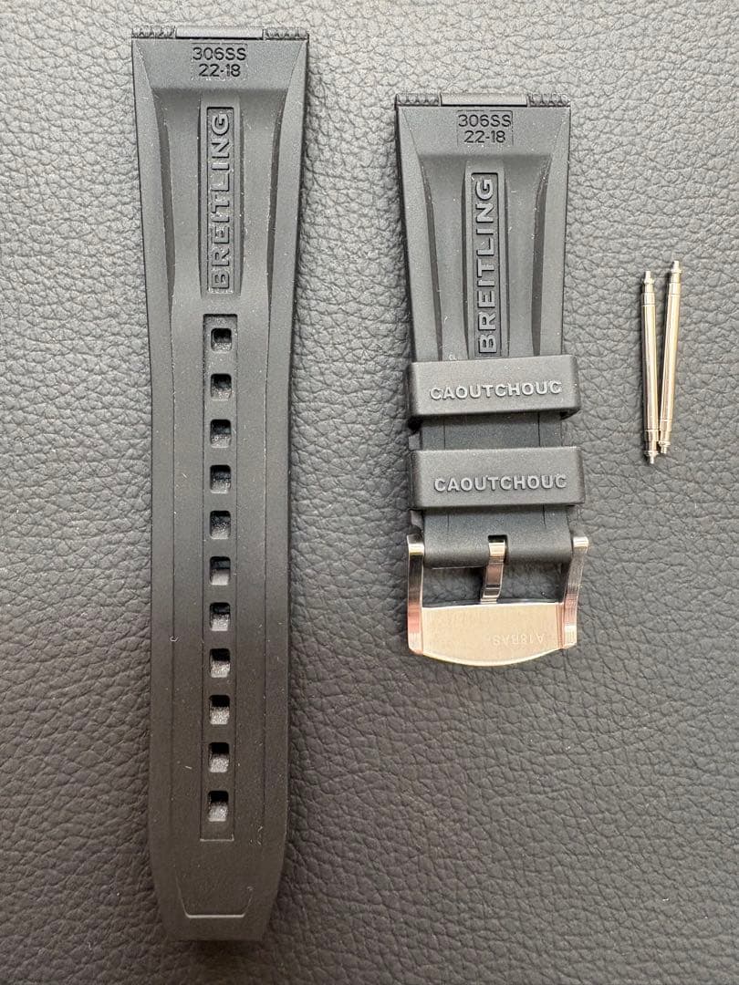 BREITLING 純正ラバーベルト 22㎜-18㎜　尾錠とバネ棒付
