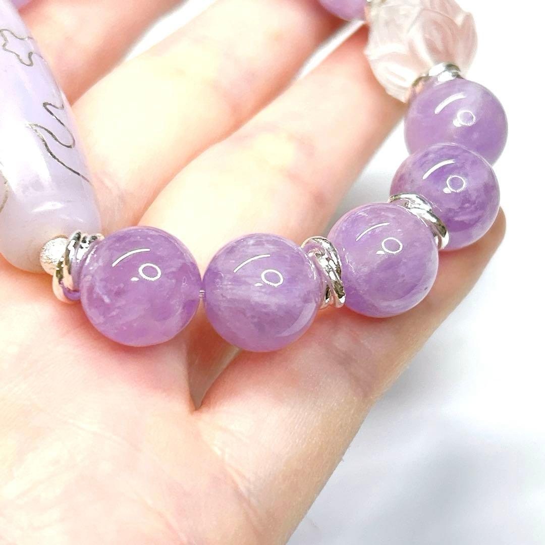 銀線観音天珠　銀線天珠とラベンダーアメジスト