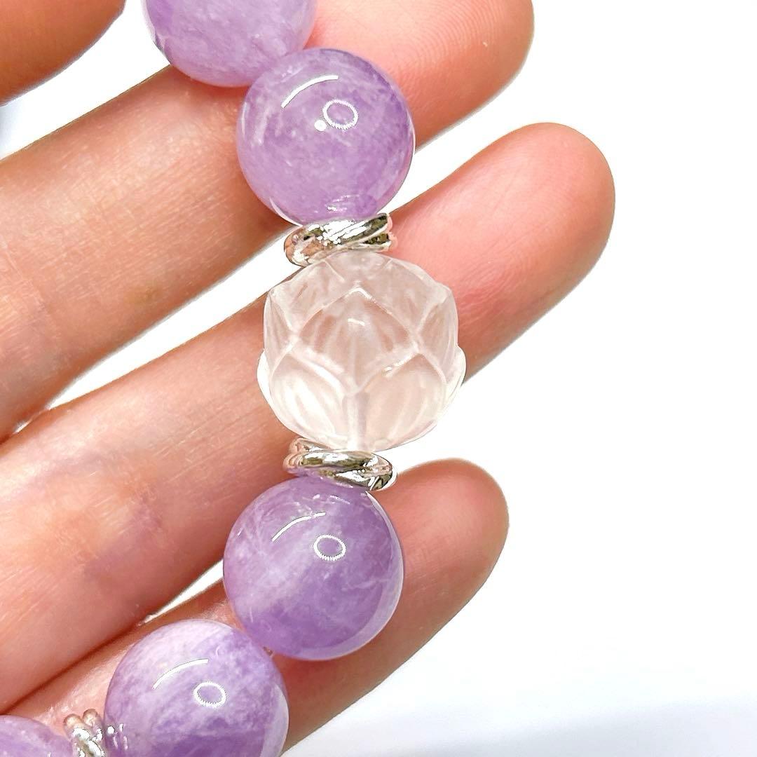銀線観音天珠　銀線天珠とラベンダーアメジスト