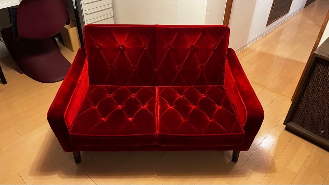 カリモク60 ロビーチェア 2シーター 名古屋プレミアムモケットレッド
