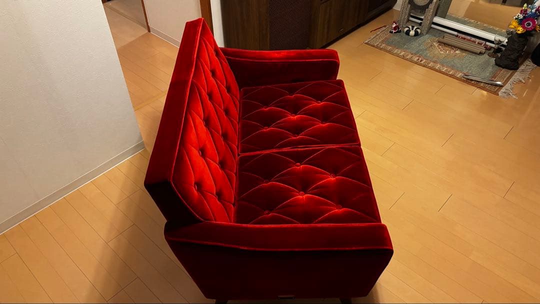 カリモク60 ロビーチェア 2シーター 名古屋プレミアムモケットレッド