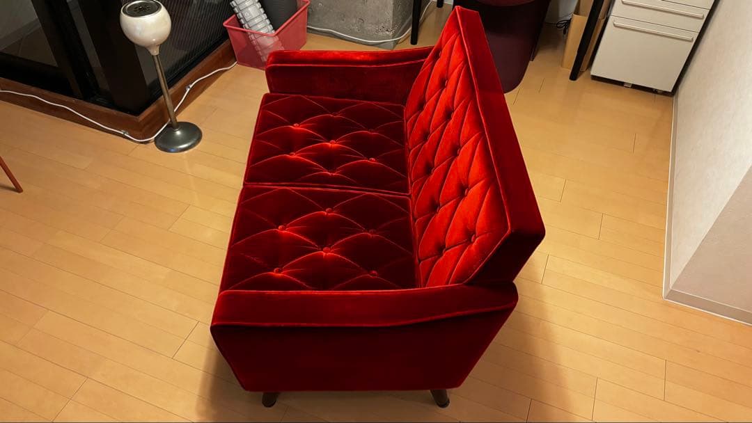 カリモク60 ロビーチェア 2シーター 名古屋プレミアムモケットレッド