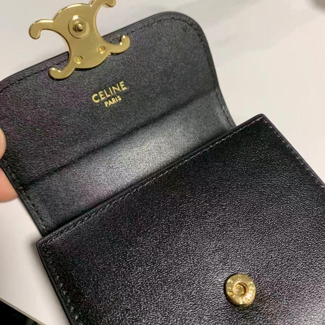 CELINE セリーヌ トリオンフ スモールウォレット 三つ折り財布 ブラック