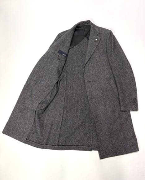 ◆LARDINI◆ラルディーニ◆チェスターコート/ヘリンボーン/グレー/48