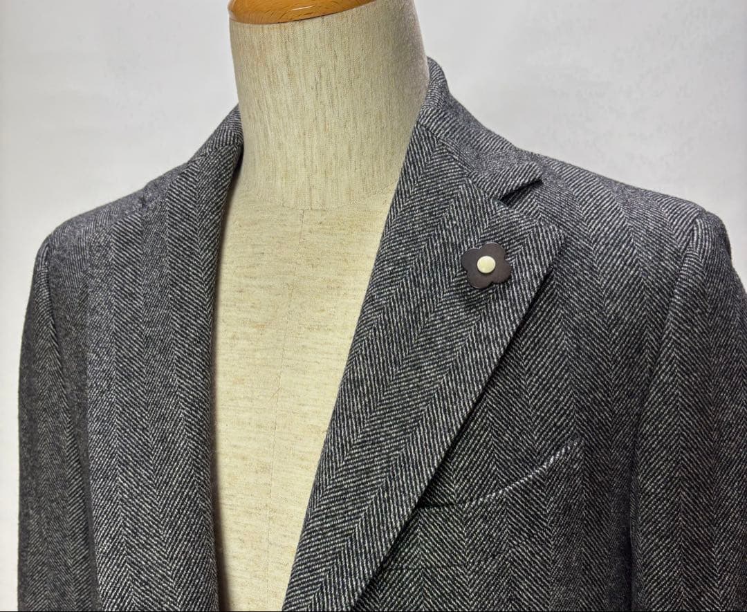 ◆LARDINI◆ラルディーニ◆チェスターコート/ヘリンボーン/グレー/48