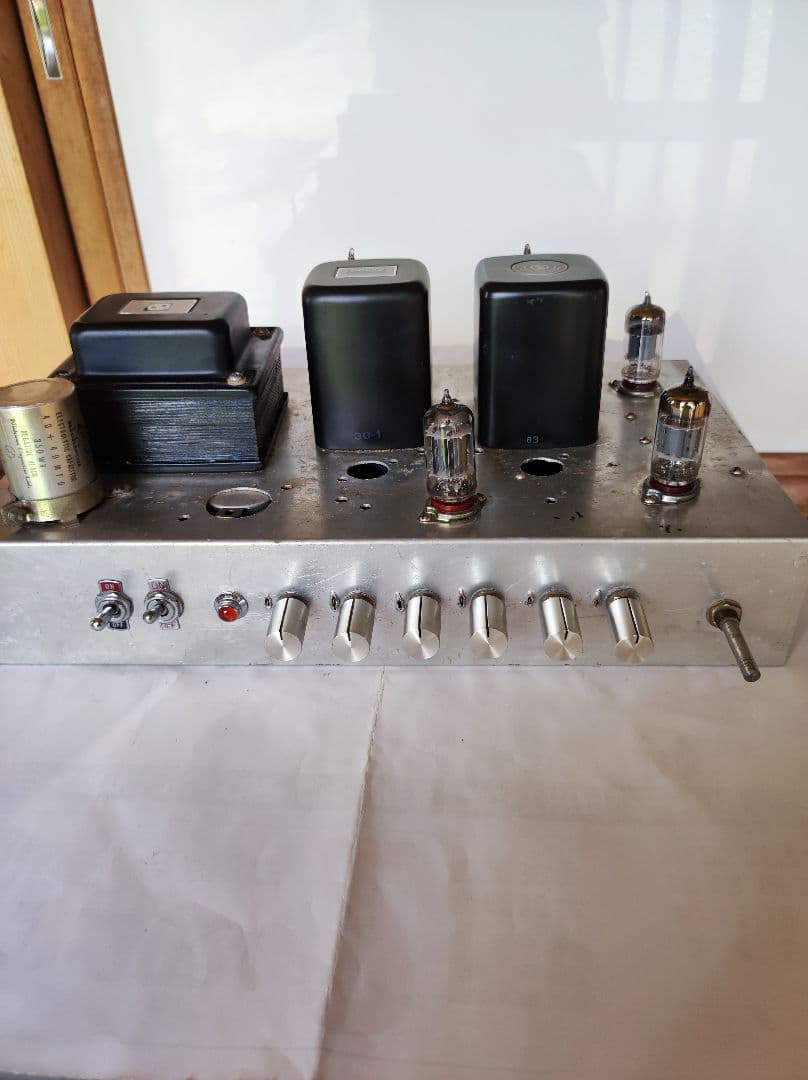 6GW8 シングルステレオ　自作　真空管アンプ　電源入らず　部品取り用