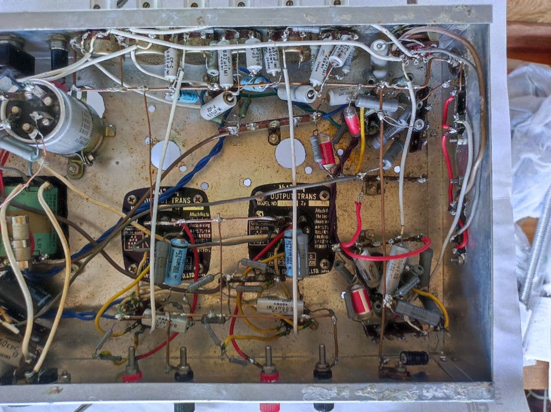 6GW8 シングルステレオ　自作　真空管アンプ　電源入らず　部品取り用