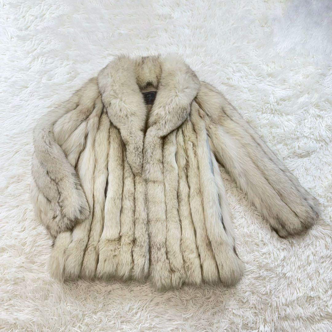 サガフォックス　ノーカラージャケット　コート　リアルファー　表記11