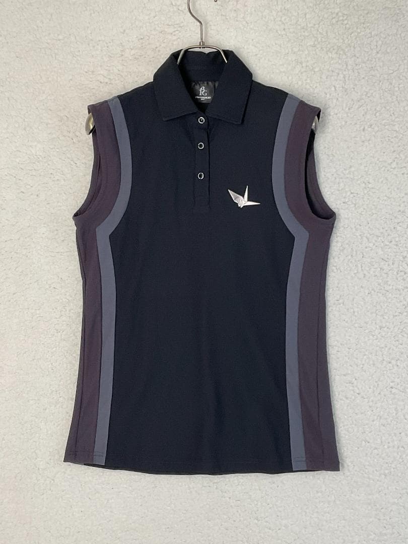 【未使用】1piu1uguale3 GOLF サイドラインノースリーブポロシャツ
