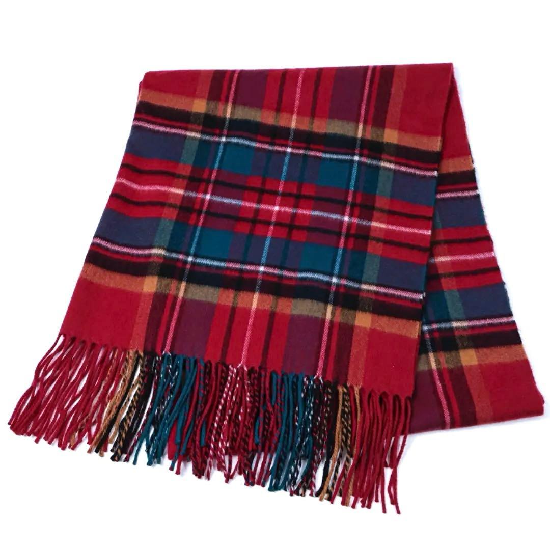 H3250-157◾️ハウスオブロータス　カシミア100%チェック柄ストール