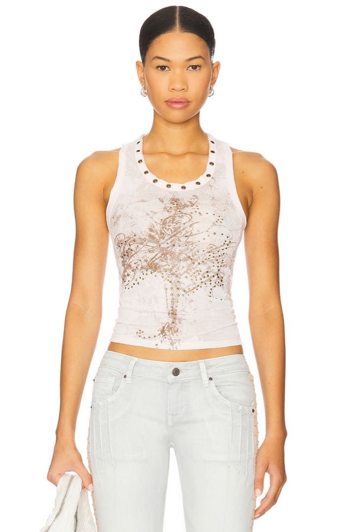 Jaded London レースアップピンクタンクトップス