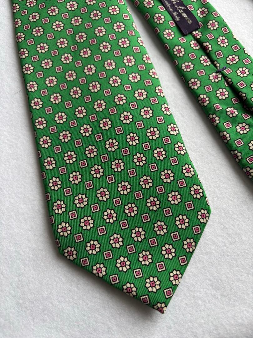 値下げ〔超美品〕希少 ラルフローレン パープルレーベル ネクタイ グリーン