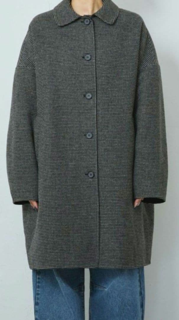 美品　ピュアルセシン　ウール混リバーコート