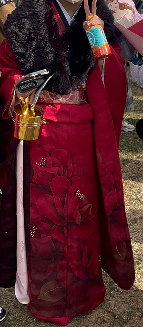 振袖 フルセット 長襦袢、草履、紙飾りセット 成人式 赤ぼかし トールサイズ