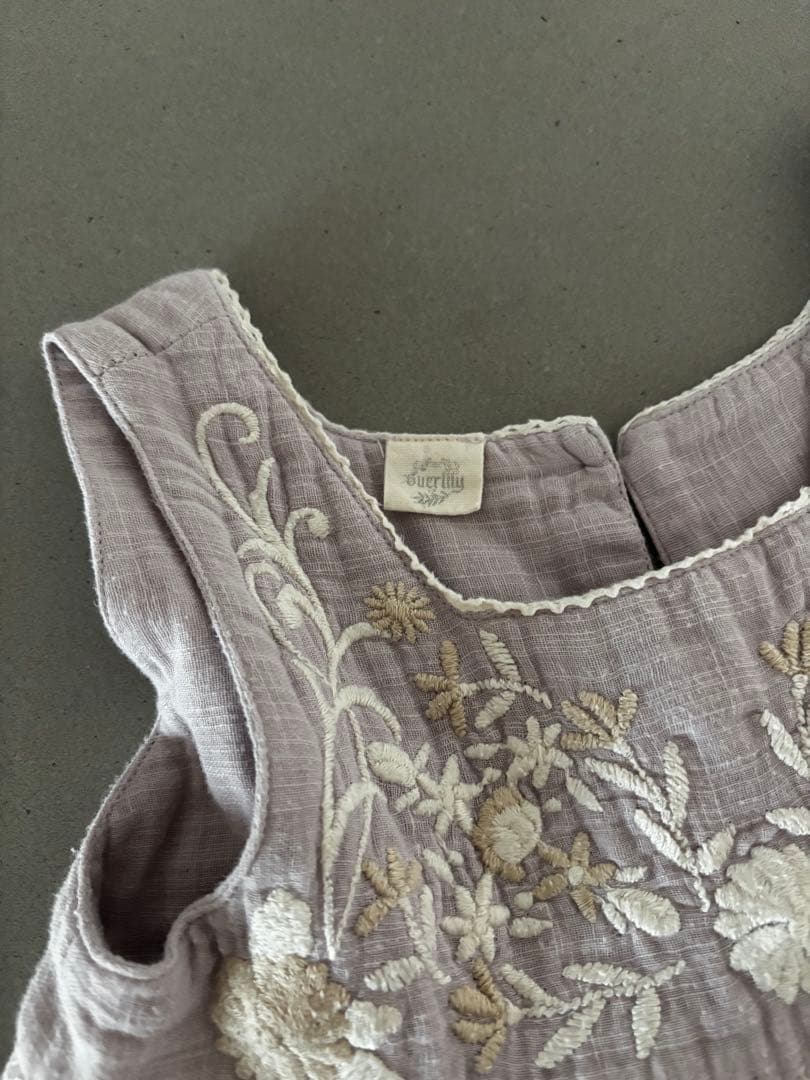 刺繍　ワンピース　パープル　ハンドメイド　handmade