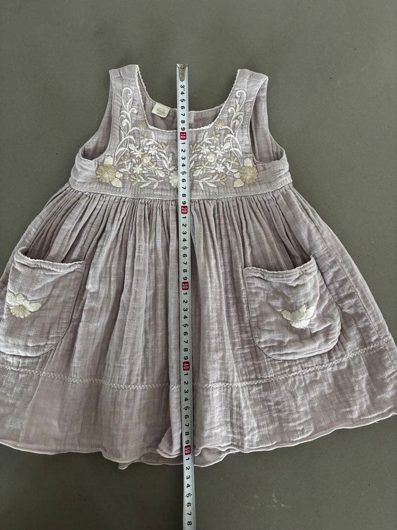 刺繍　ワンピース　パープル　ハンドメイド　handmade