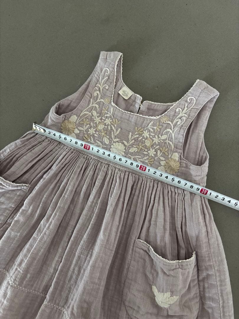 刺繍　ワンピース　パープル　ハンドメイド　handmade