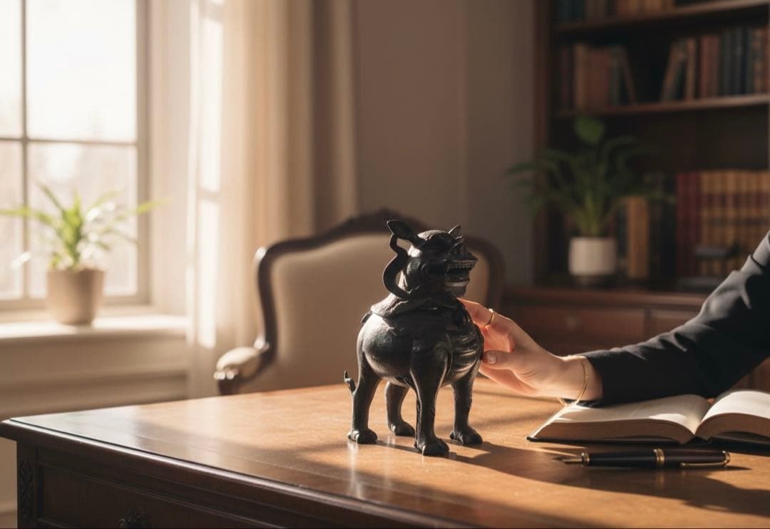 M*i様 時代 銅獅子香炉/中国古玩 香道具 銅製 骨董品 時代品 美術品 古美