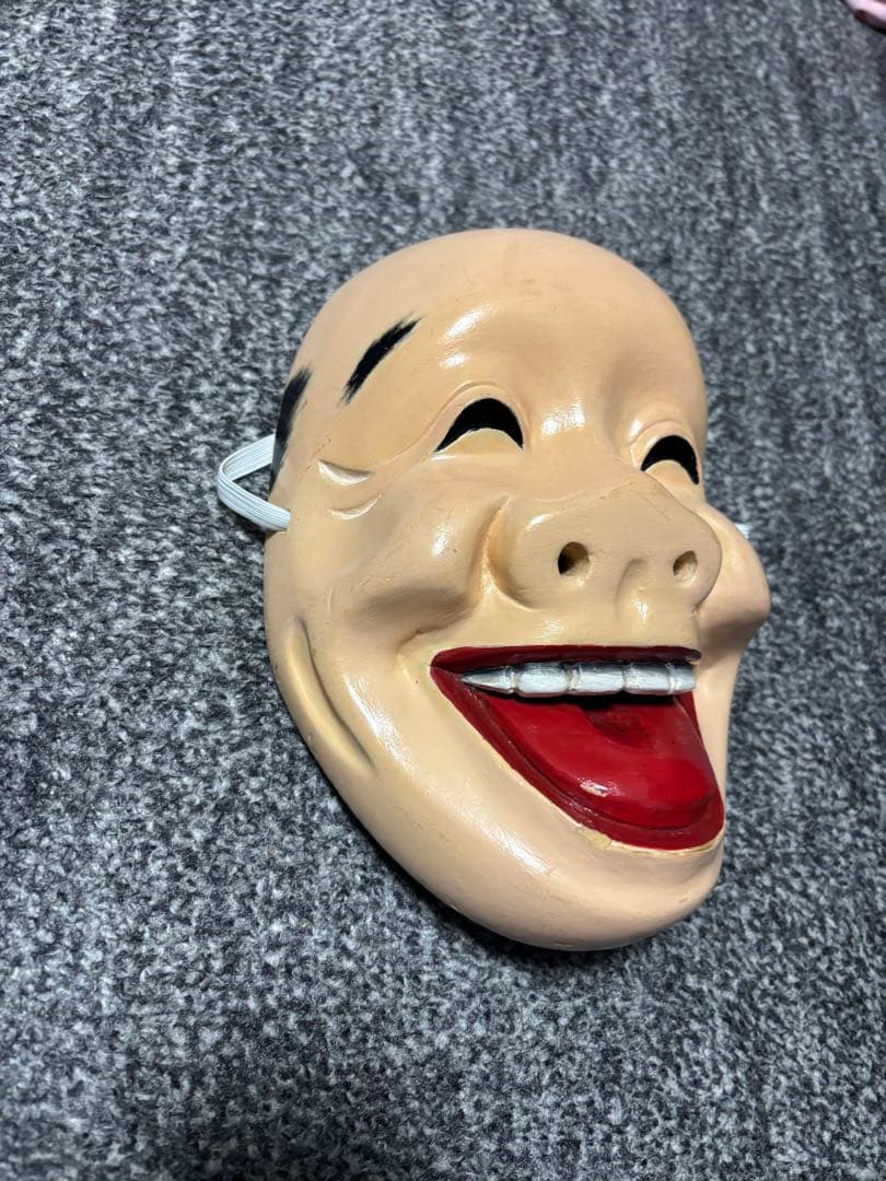 木彫りお面 ひょっとこ 笑い面