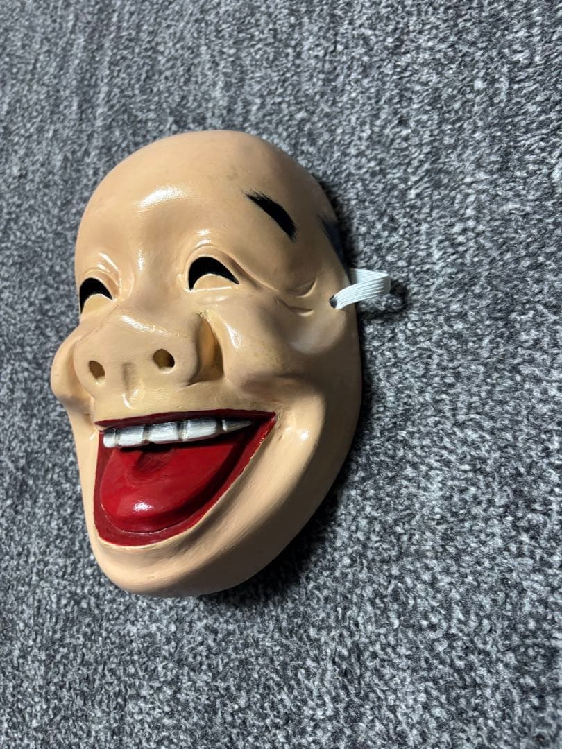 木彫りお面 ひょっとこ 笑い面